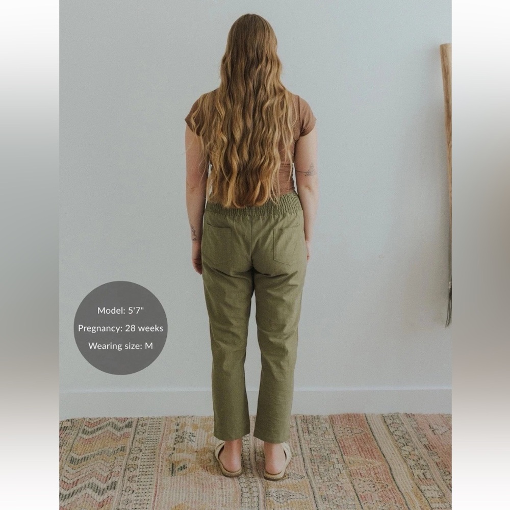 Emme Mama Transitional Maternity Pants Cream 100% Linen, large tall - Picture 8 of 10